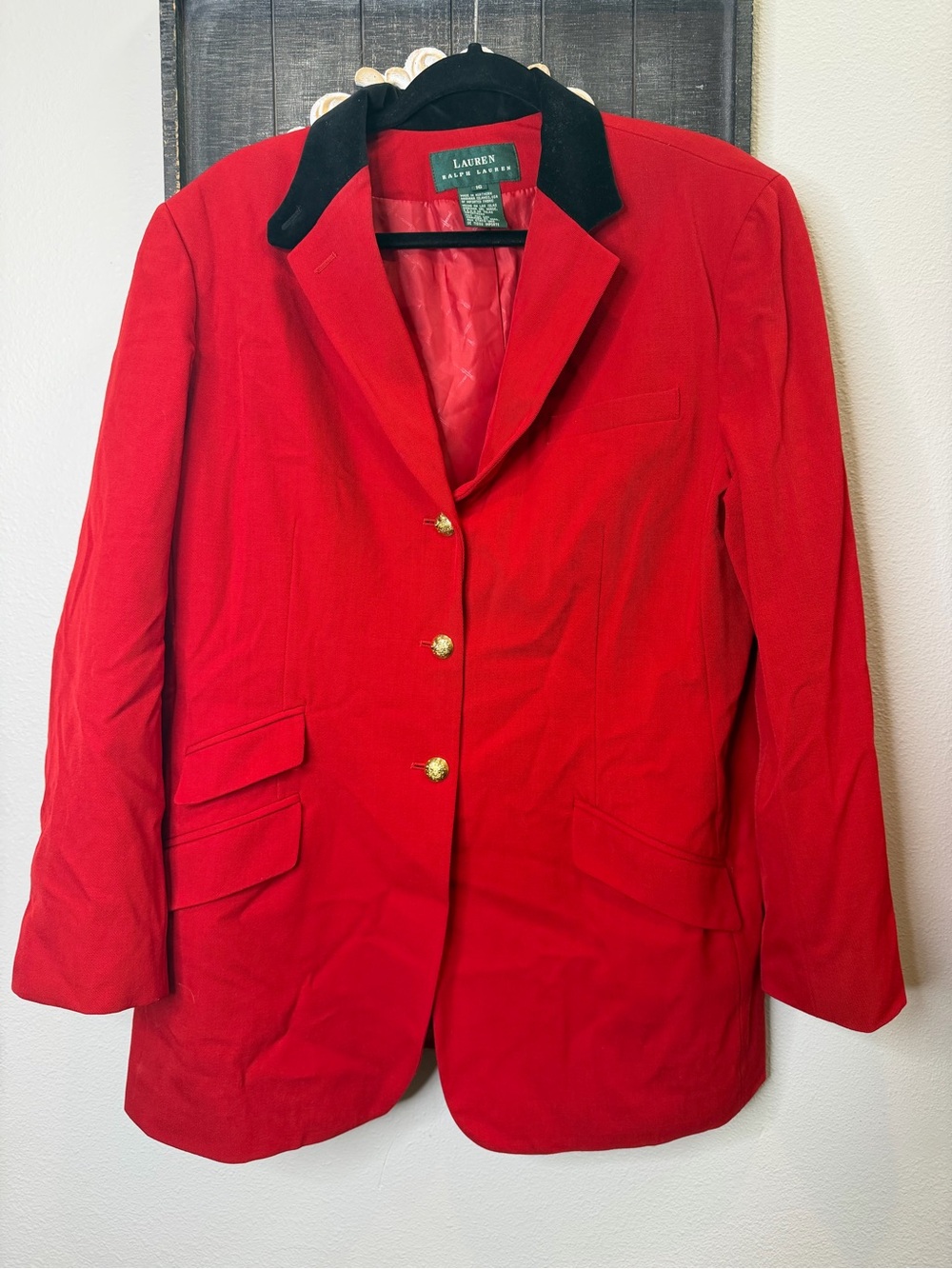 Vintage Lauren Ralph Lauren Red Equestrian Riding Hunt Wool Jacket USA size 16